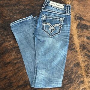Rock Revival Denisa Straight Leg Embellished Jeans, Size 27